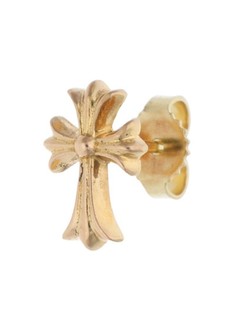 Chrome Hearts 22k CH Crss 2 Fat CH Cross Fat Stud Gold Earrings